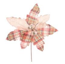 Decoração de Ponsétia Xadrez Nalino - 35 Centímetros - Cromus Natal - 1 unidade - Rizzo