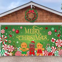 Decoração de porta de garagem Preboun Christmas 2,15x4,9m poliéster Decoração de porta de garagem Preboun Christmas 2,15x4,9m poliéster