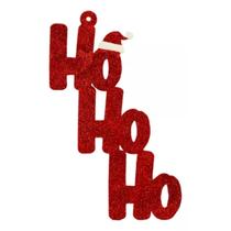 Decoração De Porta Natalina Em Mdf Com Glitter Vermelho 40cm