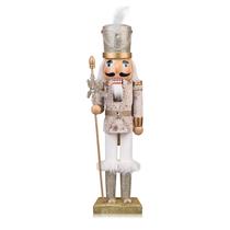 Decoração de Quebra-Nozes Soldado de Natal de Madeira ArlinaL, Figura Quebra-Nozes de 38 cm para Prateleiras e Mesas (Dourado)