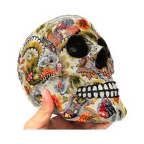 Decoração De Resina De Caveira De Terror Para Halloween, Pintura Floral, Artesanato Para Mesa De Bar Decoração De Resina De Caveira De Terror Para Halloween, Pintura Floral, Artesanato Para Mesa De Bar