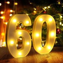 Decoração de sinalização LED Light Up Numbers 60 para 60º aniversário