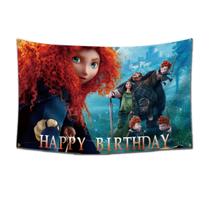 Decoração de tapeçaria para pendurar na parede Meridas Happys Birthdays Anime