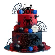 Decoração de teia de aranha Cake Topper com aranha para festa de aniversário Decoração de teia de aranha Cake Topper com aranha para festa de aniversário