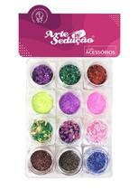Decoração De Unha Nail Art Glíter Arte Sedução, Kit 12 Und.