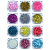 Decoração de unha Nail art glíter Arte sedução, Kit 12 und.
