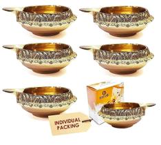 Decoração Diwali Kuber Diya Satvik, latão feito à mão, 6 peças