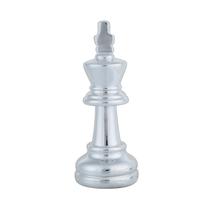 Decoração em resiina peça xadrez rei cor prata 6 x 6 x 12,5cm - URBAN