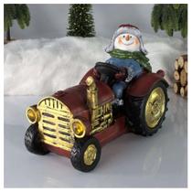 Decoração Enfeite Natal Boneco De Neve No Trator Com LED 18cm