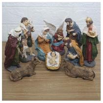 Decoração Enfeite Natal Presépio Natalino Resina 10 Peças