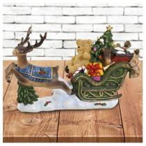 Decoração Enfeite Natal Ursinho Natalino Com Trenó Iluminado 26cm Decoração Enfeite Natal Ursinho Natalino Com Trenó Iluminado 26cm