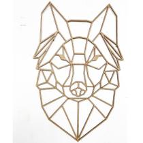 Decoração Escultura De Parede Lobo Geométrico Aplique Em Mdf - Anju Leite