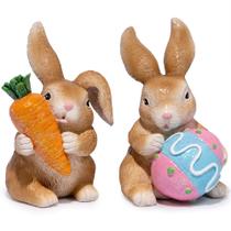 Decoração: Estatuetas de coelhinho da Páscoa Hodao, conjunto de 2 estatuetas de resina de 13,5 cm