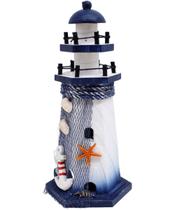 Decoração Farol Marítimo Enfeite Casa Náutica Praia De 27cm