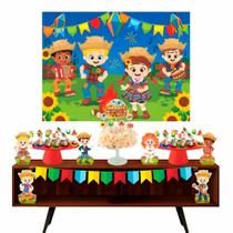 Decoração Festa Junina Completa em EVA Enfeite de Parede e Mesa Com Painel e Bandeirinhas