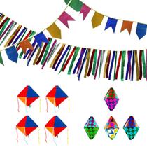 Decoração Festa Junina Kit com Bandeirinhas Fitilhos + Balões