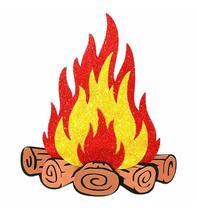 Decoração Festa Junina Painel Fogueira 3D Brilhante em EVA Decoração Festa Junina Painel Fogueira 3D Brilhante em EVA