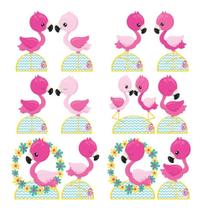 Decoração Flamingo Cute - 10 Displays De 20cm Totens