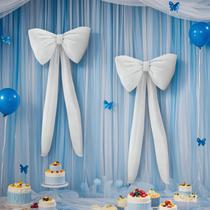 Decoração Glimmrly White Bow, pano de fundo de festa de aniversário x2