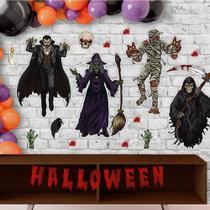 Decoração Halloween Assustador Kit Com 4 Paineis Gigantes + 20 Peças Decoração Halloween Assustador Kit Com 4 Paineis Gigantes + 20 Peças