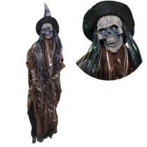 Decoração Halloween Bruxa Esqueleto com Som e Luz 60cm