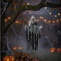 Decoração Halloween Caveira Fantasma Som Led Olho 96CMX80CM Decoração Halloween Caveira Fantasma Som Led Olho 96CMX80CM