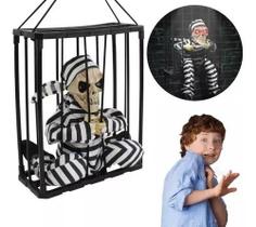 Decoração Halloween Caveira Prisioneiro Luz Movimento E Som Decoração Halloween Caveira Prisioneiro Luz Movimento E Som