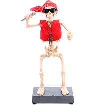 Decoração Halloween Caveira Roqueira Que Canta e Dança Enfeite 35 cm Decoração Halloween Caveira Roqueira Que Canta e Dança Enfeite 35 cm