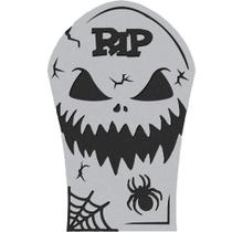 Decoração Halloween Cemitério Painel Lápide RIP EVA 3D Grande 53cm com Rosto Assustador