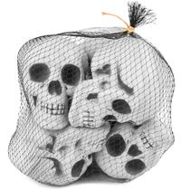Decoração Halloween Cemitério Terror Kit 6 Crânios Caveiras Esqueleto Enfeite Mesa Casa Jardim