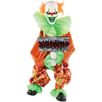 Decoração Halloween com Movimento Boneco Palhaço Assassino Welcome Animatrônico com Luz e Som Entrada Porta Decoração Halloween com Movimento Boneco Palhaço Assassino Welcome Animatrônico com Luz e Som Entrada Porta