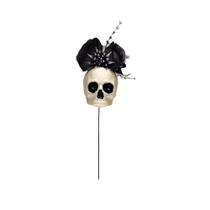 Decoração halloween Cranio de Caveira Com Flores e Pick Fixador