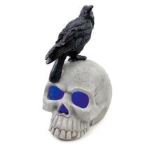 Decoração Halloween Crânio Humano com Corvo Preto Enfeite Gótico em Resina Com Led Escultura Estatua Gótica Decoração Halloween Crânio Humano com Corvo Preto Enfeite Gótico em Resina Com Led Escultura Estatua Gótica