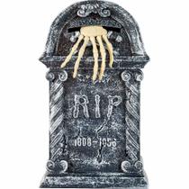 Decoração Halloween Eletronica Brinquedo Lápide Túmulo Animatrônic Com Mão de Caveira Mexe Som e Luz Decoração Halloween Eletronica Brinquedo Lápide Túmulo Animatrônic Com Mão de Caveira Mexe Som e Luz