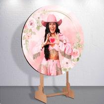 Decoração infantil festa com painel redondo capa Boiadeira Cantora tamanhos grande e mini