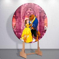 Decoração infantil festa com painel redondo capa Fera princesa Bela tamanhos grande e mini Decoração infantil festa com painel redondo capa Fera princesa Bela tamanhos grande e mini