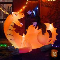 Decoração inflável de Halloween Dawdix Dinossauro de 8 pés com Grim Reaper