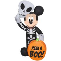 Decoração inflável de Halloween Gemmy Mickey Mouse Skeleton Decoração inflável de Halloween Gemmy Mickey Mouse Skeleton