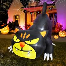 Decoração inflável de Halloween para gatos pretos de 2 m com luzes LED