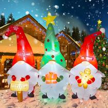 Decoração Inflável de Natal Kalolary 2,3m - 3 Gnomos com LED