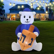 Decoração Inflável de Urso de Hanukkah HZGDEJTG 1,2m com Luzes LED Decoração Inflável de Urso de Hanukkah HZGDEJTG 1,2m com Luzes LED