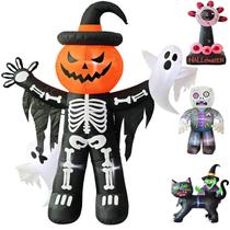 Decoração inflável LANGXUN, esqueleto de abóbora de 8 pés com fantasmas Decoração inflável LANGXUN, esqueleto de abóbora de 8 pés com fantasmas