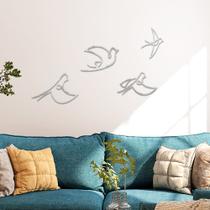 Decoração Kit 4 Pássaros Acrílico Parede Escultura Minimalista