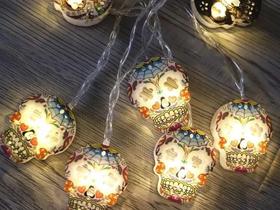 Decoração LED Skulls - Halloween Dia Muertos Light String