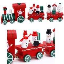 Decoração Locomotiva Trem De Natal Papai Noel Madeira 24cm - Genérico