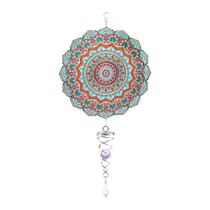 Decoração Mandala Grande 30cm + Spinner Girador de Vento Espiral 15cm Enfeite Jardim Mobile 2un