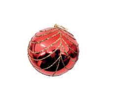 Decoração Natal Bola De Natal Vermelha com glitter 12cm