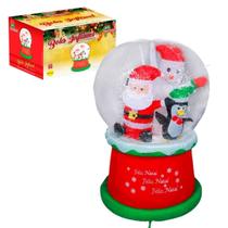 Decoraçao Natal Bola Papai Noel Amigos Inflavel 1,20m Luz Led Flocos de Neve