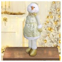 Decoração Natal Boneco De Neve Dourado Natalina 58cm Decoração Natal Boneco De Neve Dourado Natalina 58cm