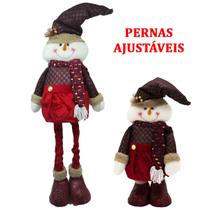 Decoração Natal Boneco Neve Luxuoso Perna Ajustável 50/80cm Decoração Natal Boneco Neve Luxuoso Perna Ajustável 50/80cm